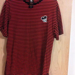 Forever 21 x Disney Mens Black & Red Striped Mickey Short Sleeve T-Shirt Size M